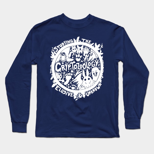 Cryptozoology Shirt Design White Long Sleeve T-Shirt by Ballyraven